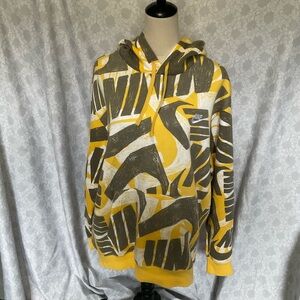 Nike Men's Bold Yellow and Gray Sweater